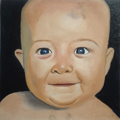 Cute baby oil colour 10×10