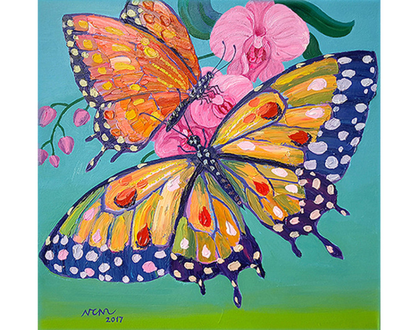 Two butterflies and Orchids