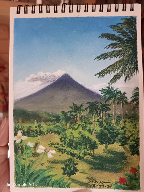 Mayon Volcano landscape drawing