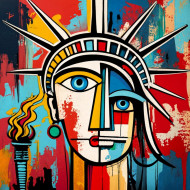 Statue of liberty with torch with big eye